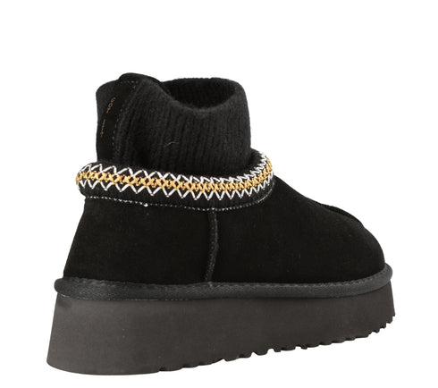 Ghete sport, dama, PASS COLLECTION, Z870006A, negru, piele intoarsa